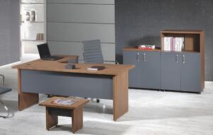 Set da ufficio Scrivania ad angolo Mobili da ufficio Armadio 4 pezzi Legno Grigio