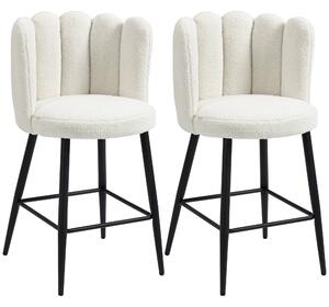 Set 2 Sgabelli 52x53x93 cm in Poliestere e Acciaio Bianco e Nero