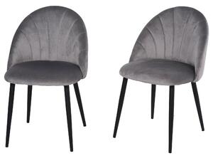 Set 2 Sedie Imbottite 50x54x79 cm in Velluto Grigio