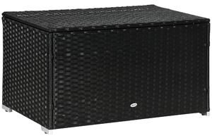 Baule Cassapanca da Giardino 95x60x58 cm in Rattan e Acciaio Nero