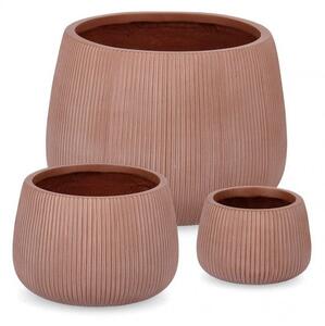 Set 3 Vasi Ribbed Bomb Terracotta Alto