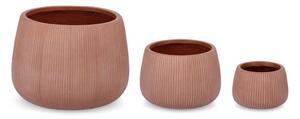 Set 3 Vasi Ribbed Bomb Terracotta Alto