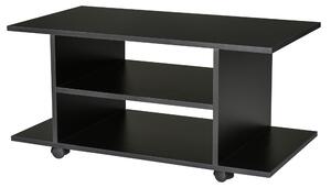 Mobile TV in Legno con Ruote Nero 40x40x80 cm