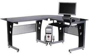 Scrivania da Ufficio ad Angolo Porta PC in MDF e Ferro 164x139x75 cm Nera