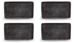 Set 4 Piatti Rettangolari 30x18x2,5 cm in Gres Kaleidos Sirius Neri