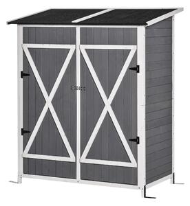 Casetta da Giardino Portautensili con Doppia Porta139x75x160 cm in Legno Grigia