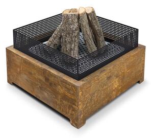 La ciotola e il pozzo per il fuoco del caminetto Favilla sono realizzati in acciaio Corten: un design senza tempo, resistente alle intemperie e durevole. Dimensioni: 55 x 55 x 37 cm, peso: 16 kg