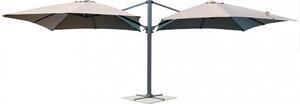 Ombrellone da Giardino Doppio Archimede 3x3 m in Alluminio Antracite Telo Tortora