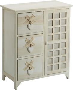 Cassettiera 3 Cassetti con Anta 62x32x73 cm in Legno con Cuore