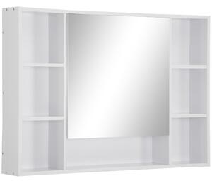 Pensile da Bagno con Anta a Specchio 100x15x70 cm in MDF Bianca