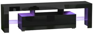 Mobile TV 160x35x45 cm Max 65” in MDF e Vetro Nero