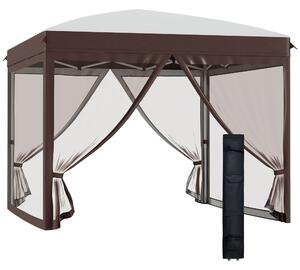 Gazebo da Giardino 3x3x2,7m con Zanzariera in Acciaio e Tessuto Oxford Crema e Caffè