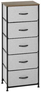 Cassettiera 8 Cassetti 45x30x116 cm in Legno e Acciaio Marrone Grigio e Nero