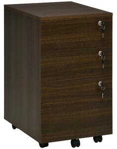 Cassettiera Schedario Portadocumenti 3 Cassetti 40x50x68,5 cm per Ufficio in MDF con Ruote Marrone