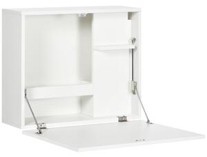 Scrivania Pieghevole con Ripiani 60x21,5x50 cm in Truciolato e MDF Bianco