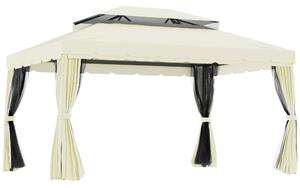 Gazebo da Giardino 3x4 m con Zanzariere e Doppio Tetto Klaus Bianco Crema