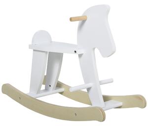 Cavallo a Dondolo per Bambini 68x26,5x48 cm in Legno Bianco