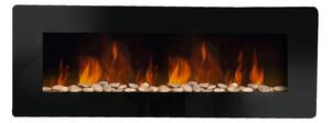 Camino Elettrico da Parete Effetto Fiamma 127x11x50 cm 900W/1800W Nero