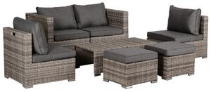 Set Salotto da Giardino in Polyrattan Divano 2 Poltrone Kore Grey Grigio