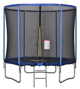 Trampolino Tappeto Elastico Ø244x240 cm con Rete e Bordo Imbottito Blu e Nero