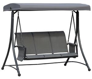 Dondolo 3 Posti da Giardino 196x128x172 cm in Metallo e Textilene Grigio Scuro