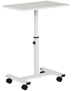 Tavolino Porta PC 60x40x52,5-84 cm con Ruote in Truciolato e Metallo Bianco