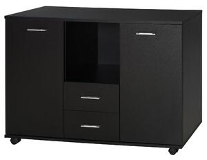 Armadietto 2 Ante 2 Cassetti 100x40x71 cm il Legno Truciolato Nero