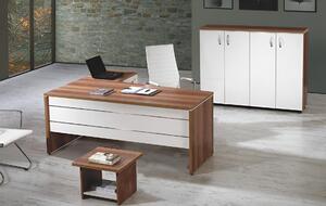 Set da ufficio Scrivania ad angolo Mobili da ufficio Armadio 3 pezzi Legno Bianco