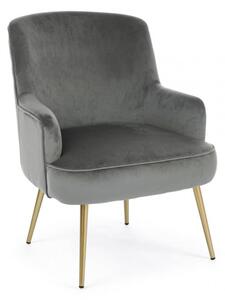 Poltrona Clelia in Tessuto effetto Velluto Grigio