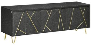 Mobile TV Fino a 65" 147x35x52 cm con Armadietti e Ante a Chiusura Ammortizzata in MDF e Metallo Nero