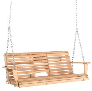 Dondolo 3 Posti Sospeso 150x75x53 cm con Tavolino Pieghevole in Legno