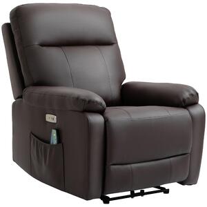 Poltrona Relax Massaggiante 80x96x97 cm con Telecomando Marrone