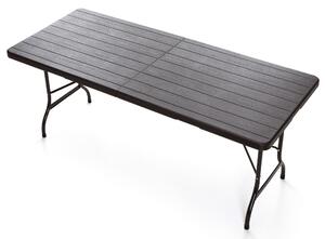 Tavolo Pieghevole da Giardino 180x75x72 cm in Ferro Taddei Plastik Wood Marrone Scuro