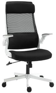 Sedia Poltrona Direzionale da Ufficio 77x75x115-125 cm in Tessuto a Rete Poliestere Nera e Bianca