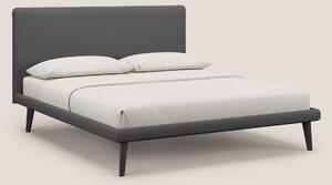 Noel letto minimal scandinavo con piedi in mogano e tessuto fiammato i