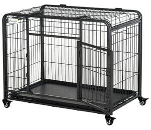 Gabbia per Cani Pieghevole 109,5x71x78 cm con Ruote in Metallo Grigio Scuro