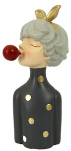 Statuina Donna in Resina a pois grigio cm 15x14xh32