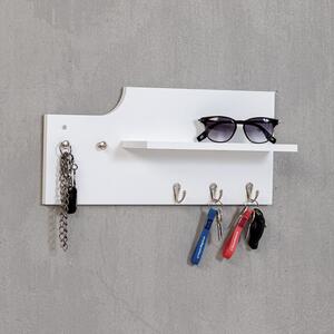 Mensolina Appendichiavi in Legno 45x10x20 cm Newport Bianco