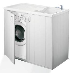 Lavatoio e Coprilavatrice in PVC 109x60x92cm Forlani SuperWash Bianco