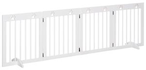 Cancelletto di Sicurezza Pieghevole per Animali Domestici 204x30x61 cm in Legno Bianco