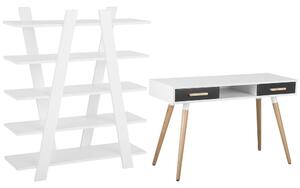 Set di mobili per ufficio libreria da scrivania in MDF bianco grigio home office minimalista Beliani