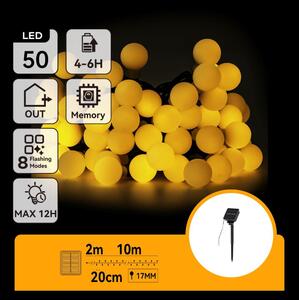 Aigostar - LED Solare catena decorativa 50xLED/8 funzioni 12m IP65 bianco caldo