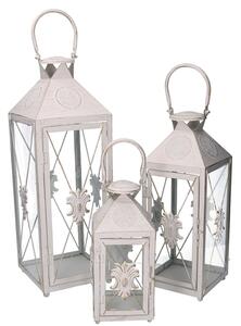 Set 3 Lanterne in Metallo crema e oro