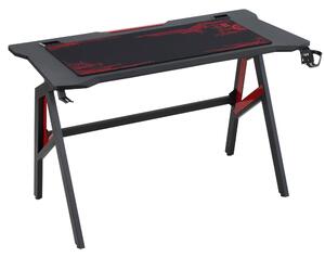 Scrivania da Gaming 120x58x75 cm in MDF e Metallo Rosso e Nero