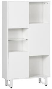 Credenza 4 Ripiani 3 Ante 70x24,3x132 cm in Legno Bianco
