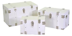 Set 3 Baule in legno bianco rettangolare