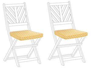 Set di 2 cuscini per sedia da giardino giallo bianco 37 x 34 cm motivo a  strisce per esterno legami resistenti ai raggi UV Beliani