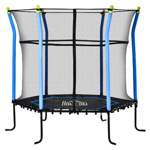 Trampolino Tappeto Elastico per Bambini Ø185x160 cm in Acciaio Blu e Nero