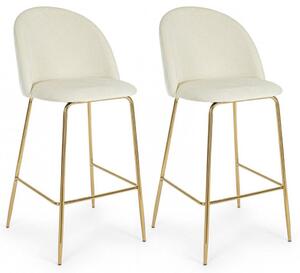 Set 2 Sgabelli 51x55x105 cm in Poliestere Effetto Velluto Bianco