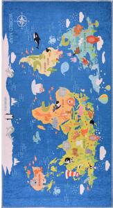 Tappeto per bambini blu lavabile 100x160 cm Animal Atlas – Vitaus